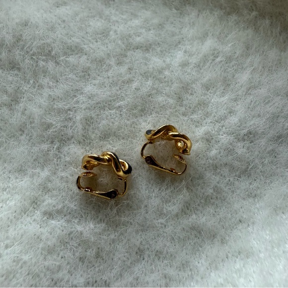 Christian Dior Gold and Black Knot Clip Earrings